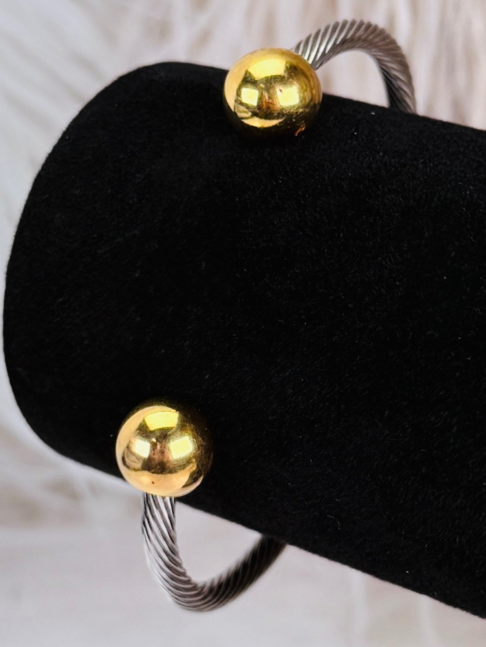 Pretty silvertone and goldtone, twisted cuff bracelet